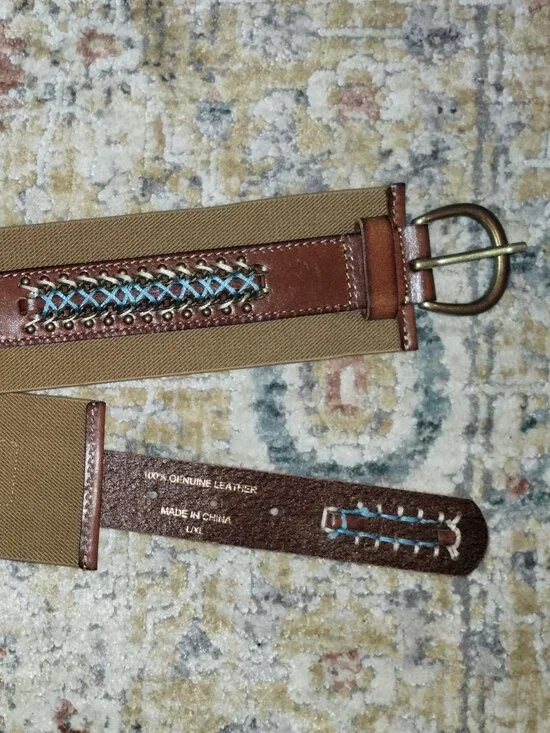 Vintage 80s Brown Leather Belt