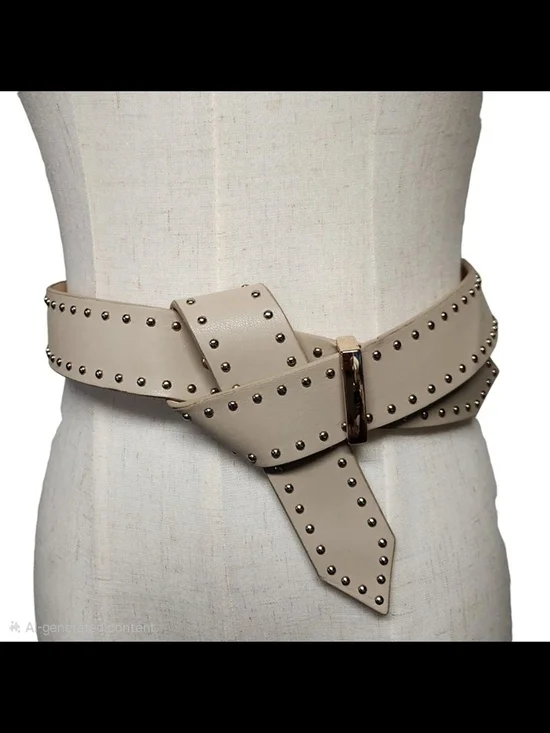 Torrid Beige Studded Cinch Elastic Waist Belt - Size 1