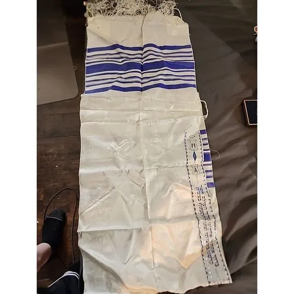 Blue and Silver Stripe Shvotim Tallis 58‎ Long X 15 Wide