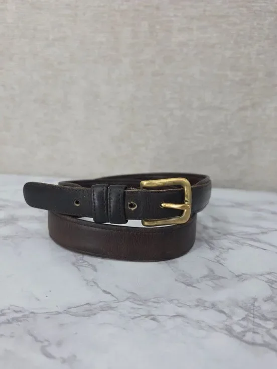 Coach New York Vintage Dark Brown Leather Belt with Brass Buckle