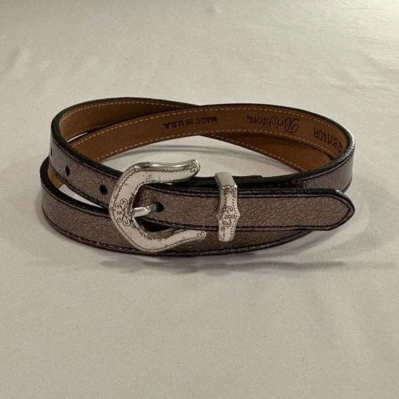 Brighton Vintage 1996 Western Skinny Belt Women‎ 32 Bronze Metallic Cowgirl Boho