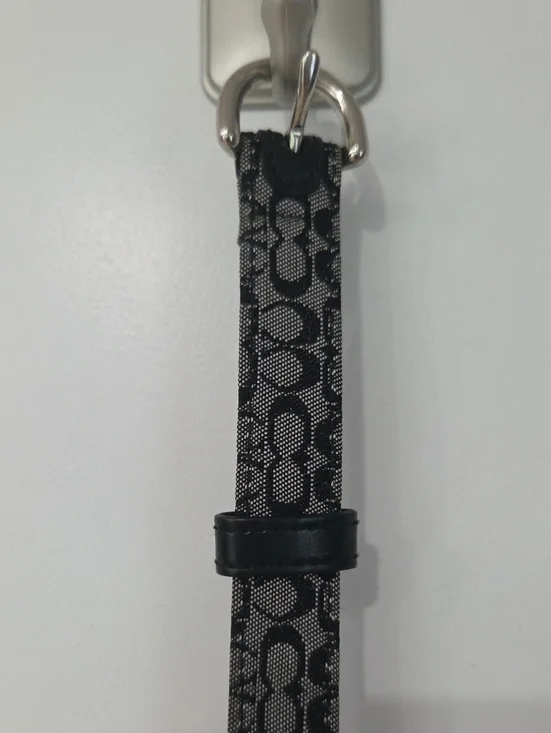 Coach Signature Monogram Canvas Belt in Black and Gray
