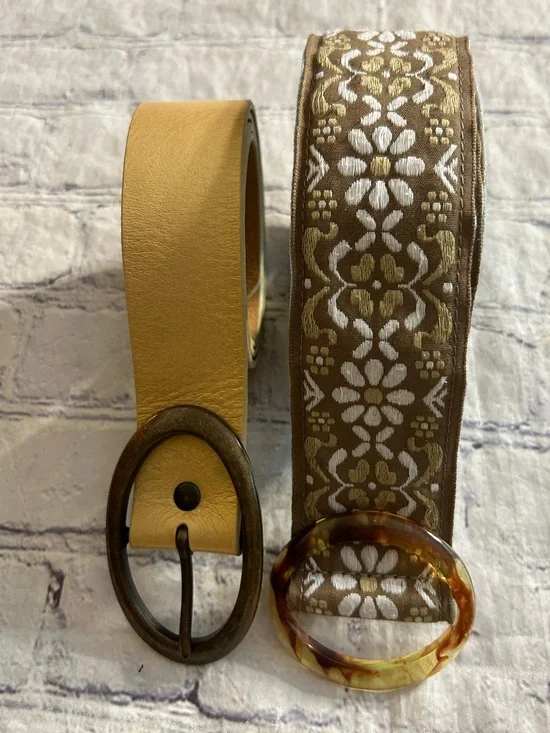 FRESH PRODUCE 100% COTTON BOHO BELT & VTG CANDIES METALLIC GOLD BELT