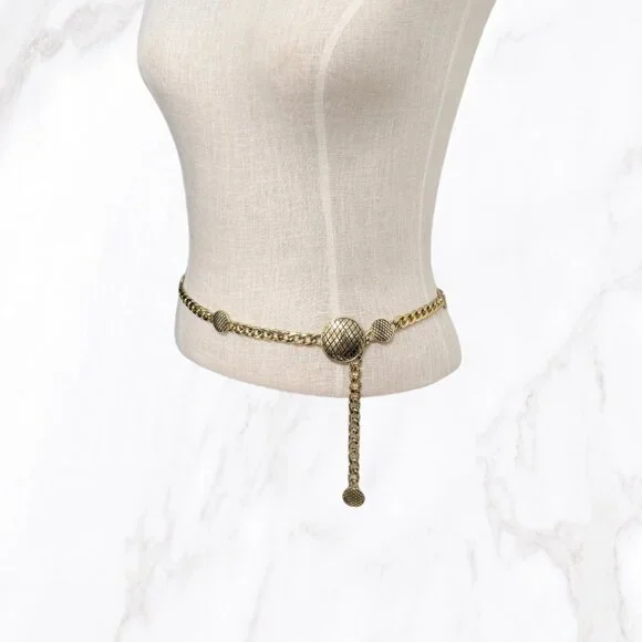 Vintage Unbranded Boho Gold‎ Coin Chain Belt, OS