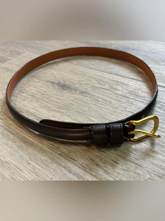 Coach Vintage 2801 Black Skinny Leather Belt Women's Y2K Brass Buckle Size 28