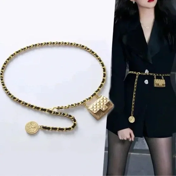 Anthropologie Mini Double Chain Charm Belt/Bag