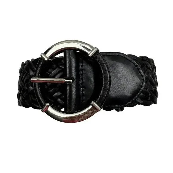 Talbots Genuine Leather Dark Brown Leather Belt With Silver Buckle Women's Large