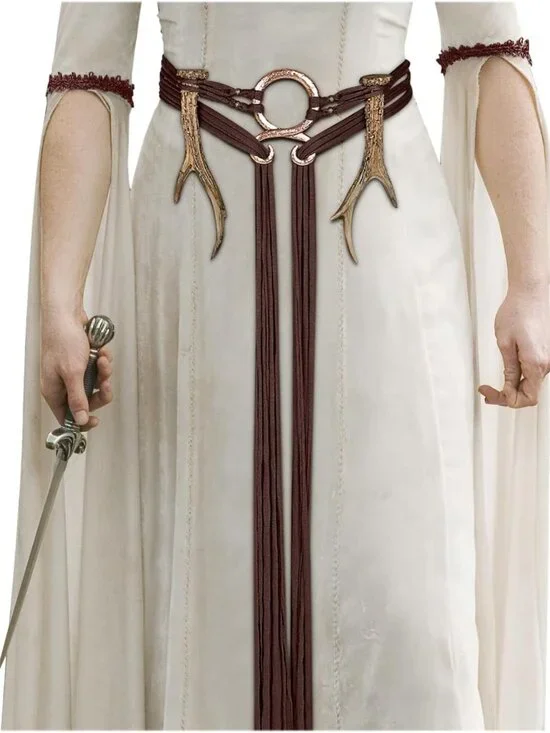 Viking Troll Cross Belt - Long Rope Ring Knotted Waist Belt, Norse Pagan