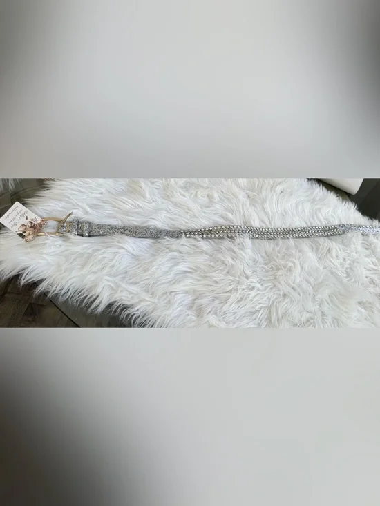 Crystal-Embellished Silver Women’s Belt