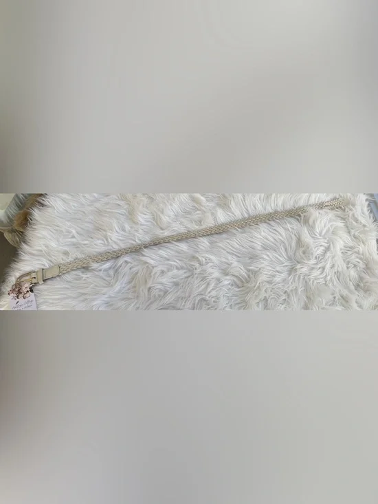 Vintage Braided Leather Belt in Light Cream