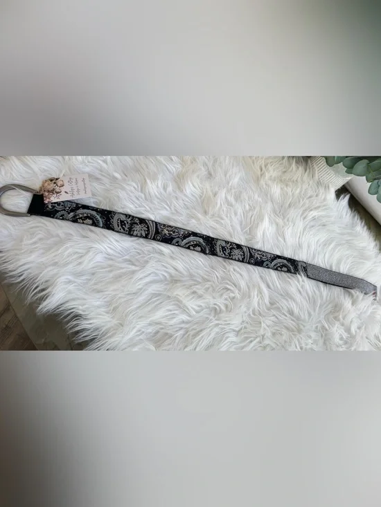 Paisley Print Black Women's Waist Belt
