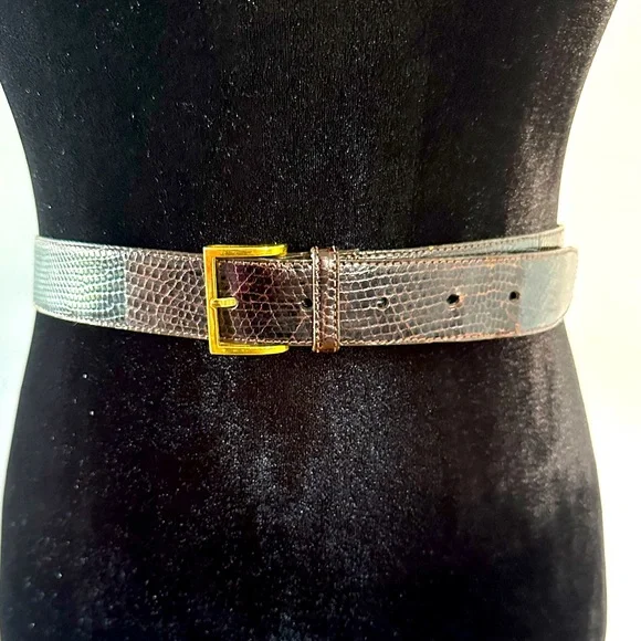 GENUINE LIZARD‎ TAPERED CASUAL BELT IN BROWN