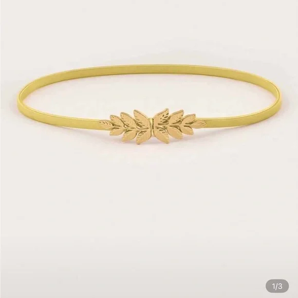 Elegant Gold Leaf‎ Buckle Skinny Belt