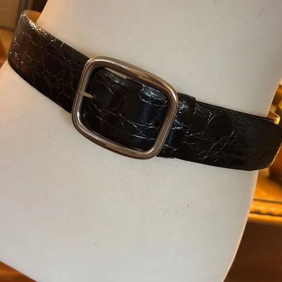 Hickok Belt Makers Embossed Black Crocodile Pattern Belt - 32
