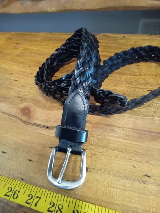 Black Woven Leather Belt - Classic Braided Style Size 2X