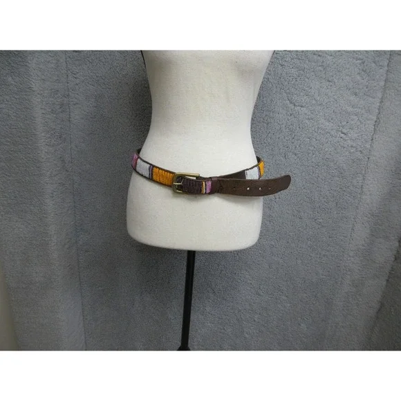 Beaded Leather Belt Women S Brown Multicolor Boho Western Ethnic Coast Artisan