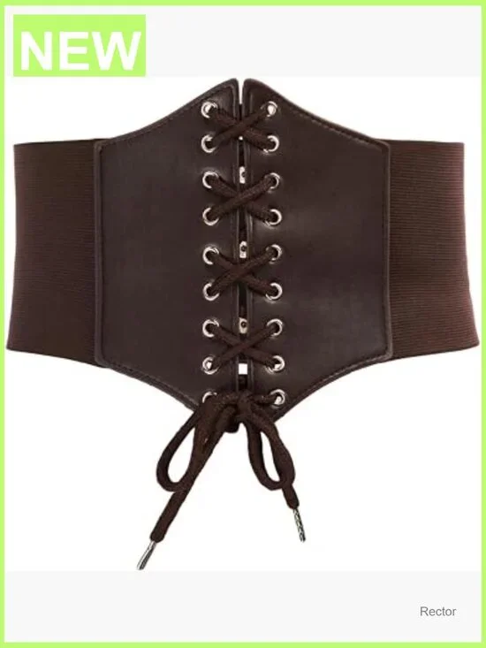 Lace-Up Corset Waist Belt Wide Faux Leather Cinch Steampunk Vintage