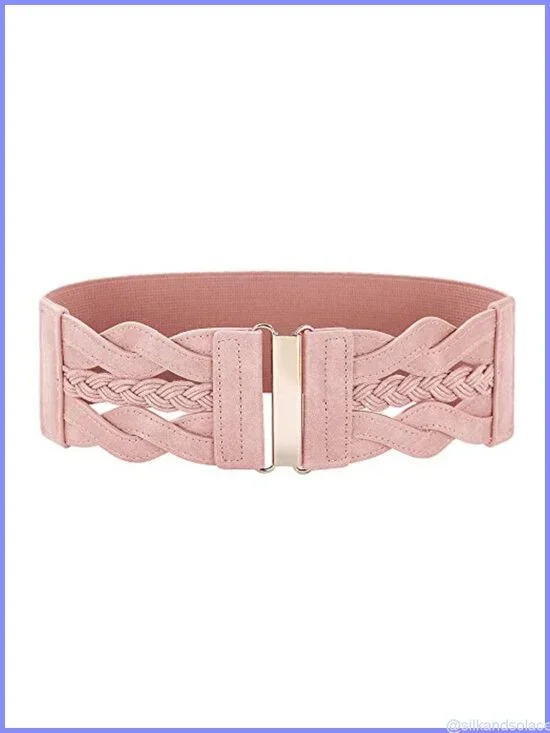 3 Inch Wide Elastic Waist Belt for Women Woven Golden Buckle Vintage Boho