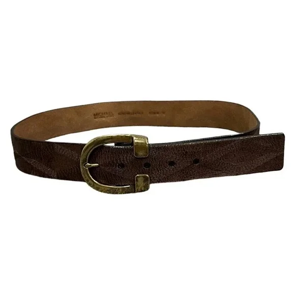 Michael Michael Kors Brown Horseshoe Buckle Leather Belt M