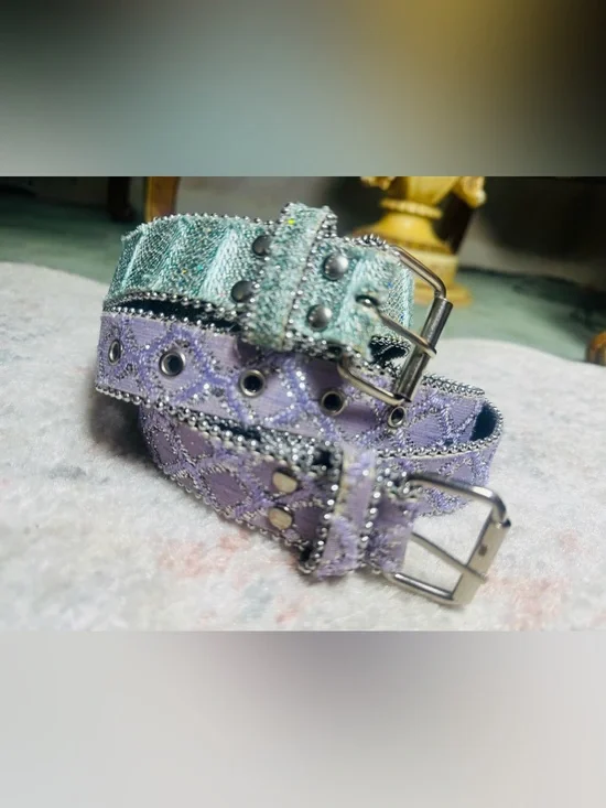 Authentic 90s Vintage belt set Lavender & Mint Embellished Women’s Belt Set