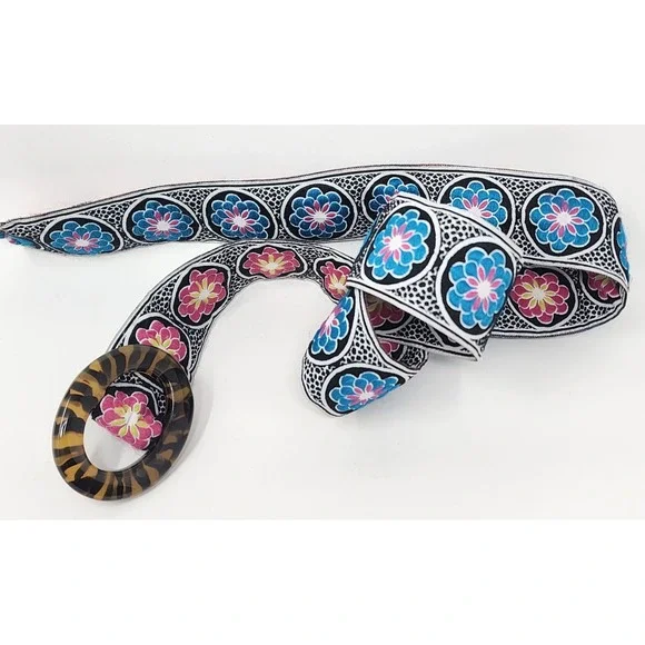Embroidered Floral Fabric Belt Women's 41