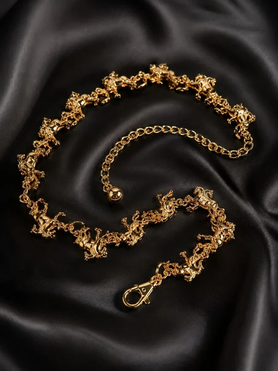 Gold Horse-Link Waist Chain Belt - Women's Jewelry