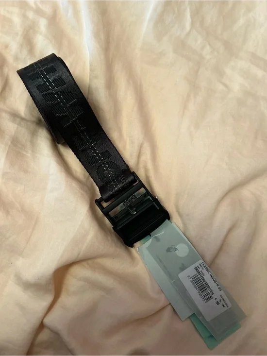 Off-White Black Industrial Belt with Branded Buckle