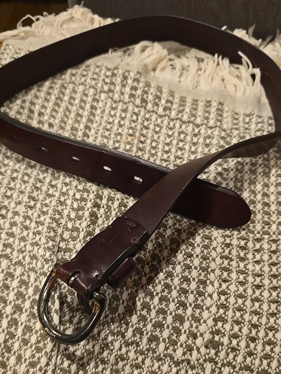 ❤️10/$40 Leather Classic Brown Leather Belt with Brushed Metal Buckle
