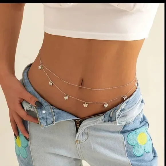 NWOT Silver Butterfly Waist Chain