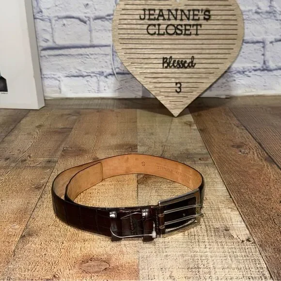 Harold Powell croc print brown leather belt size S
