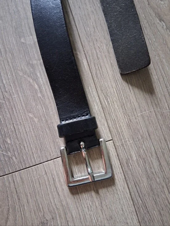Banana Republic Black Leather Belt With Silver Hardware