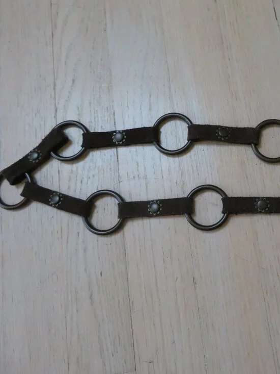 Brown Leather Ring Belt Sun Charms 38 inches Y2k Bratz Bronze