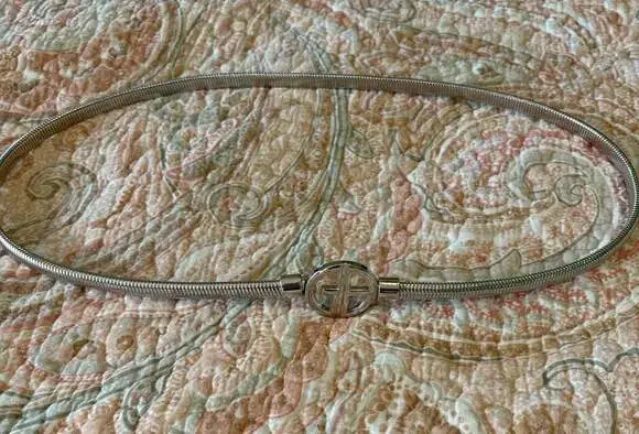 NWOT Giani Bernini Silver-Tone Elasticized Snake Chain Stretch Belt, L/XL