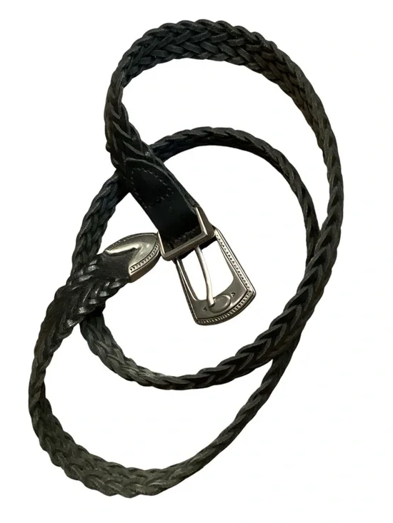 Vintage Black Hand Braided Genuine Leather Belt Size 34 Southwestern Western