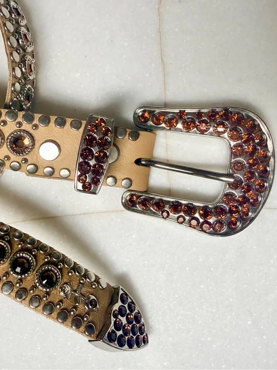 Authentic Kippy's Swarovski Crystal Embellished Leather Western Belt
