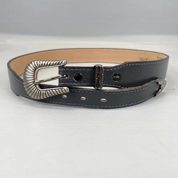 Justin Top Grain Cowhide Leather Belt Womens Size 28 Gray - Made in USA