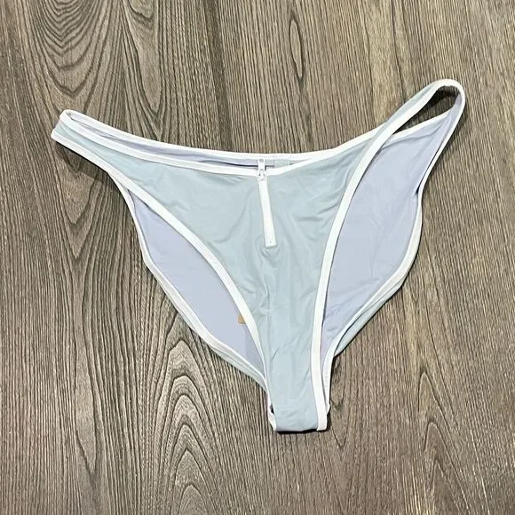 NWT Skims Sporty Zipper Swim Dipped Tanga Bottom Nylon Blend Stretch Pacific 4X