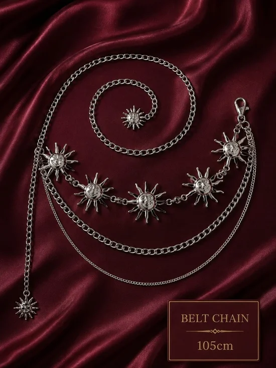 Silver Sun Charm Chain Waist Belt