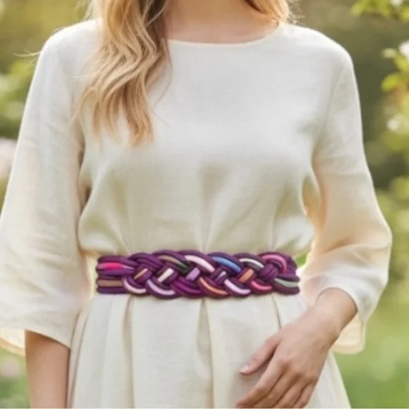 Vintage 80s 90s Boho Chic Cottagecore Dragon lady Silk Ribbon Waist Belt 50” L