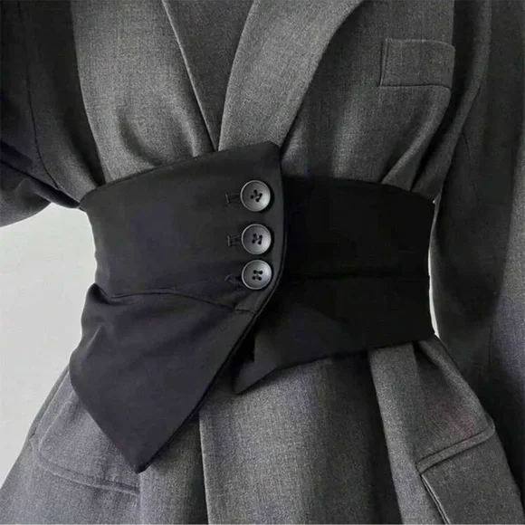 Black Wide Corset Assymetrical Belt