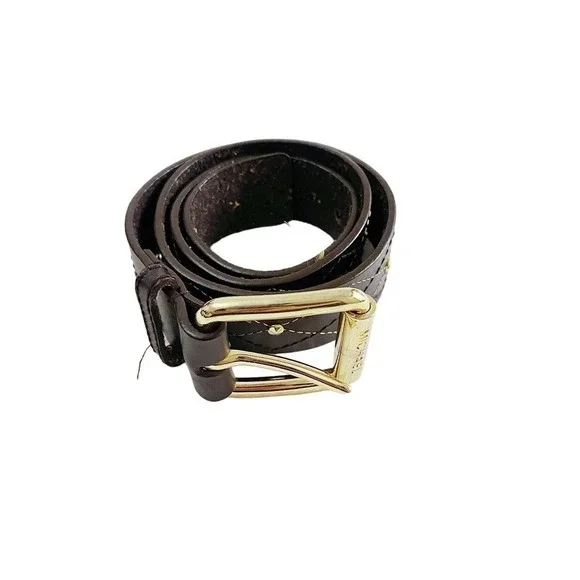 Michael Kors Brown Leather Belt Gold Buckle SZ Med Mint