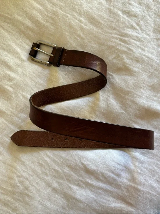 Brown Leather Belt with Silver Buckle