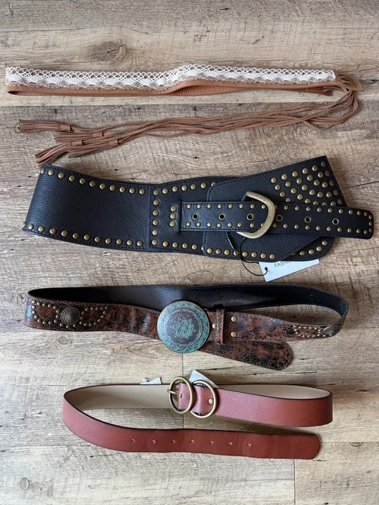 Four Item Bohemian Belt Bundle Multiple Sizes Festival Western Chunky Boho