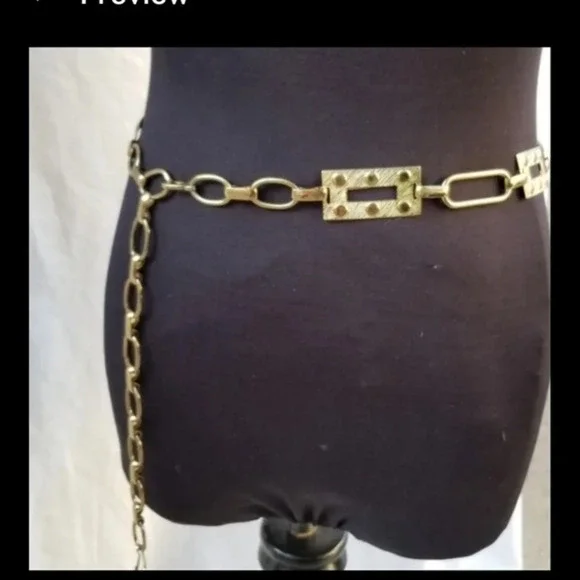 Vintage 80s Brass‎ Chain Belt M/ L