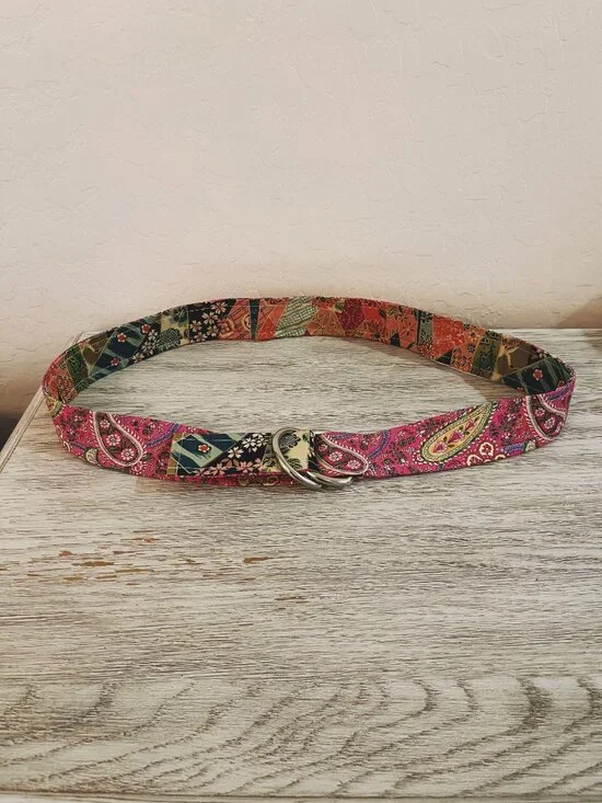 Belly Loops Fabric Belt Multi Paisley Floral Multi Pink