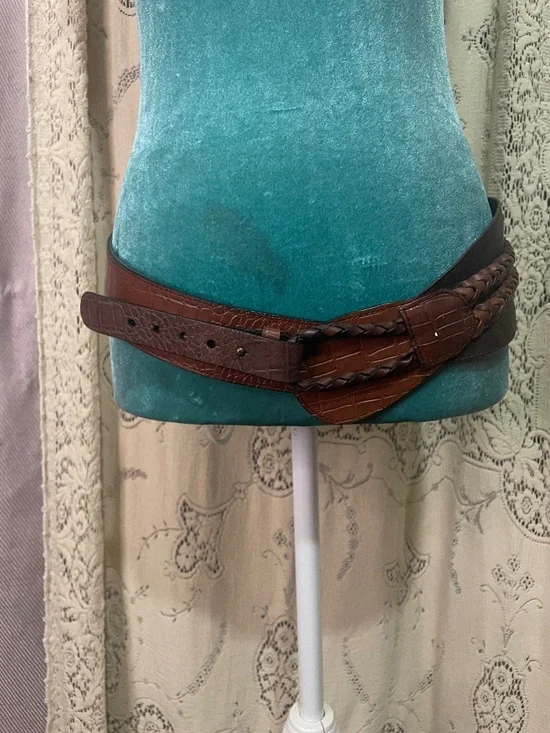 Vintage Faux leather boho belt with braid buckle