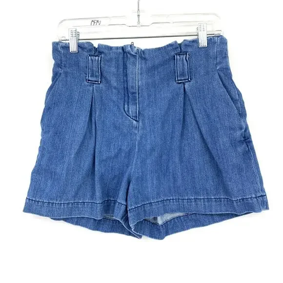 L'Agence Hillary Paperbag Waist Shorts Womens Size 26 Blue Denim *MISSING BELT
