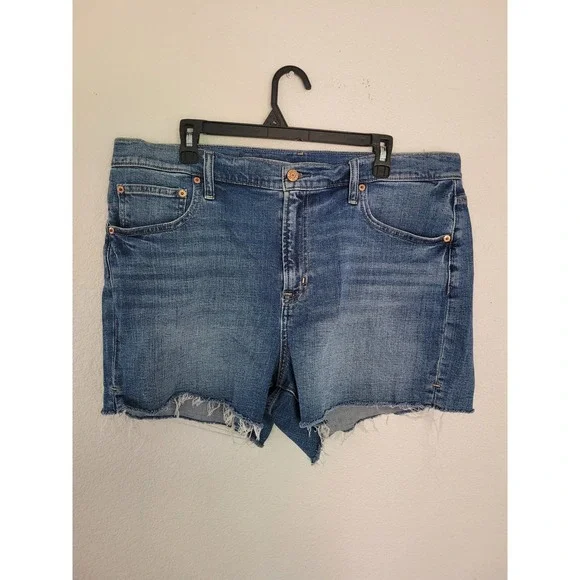 Gap Denim Shorts Womens Blue High‎ Rise Raw Hem Cut Off Medium Wash Size 18 #2