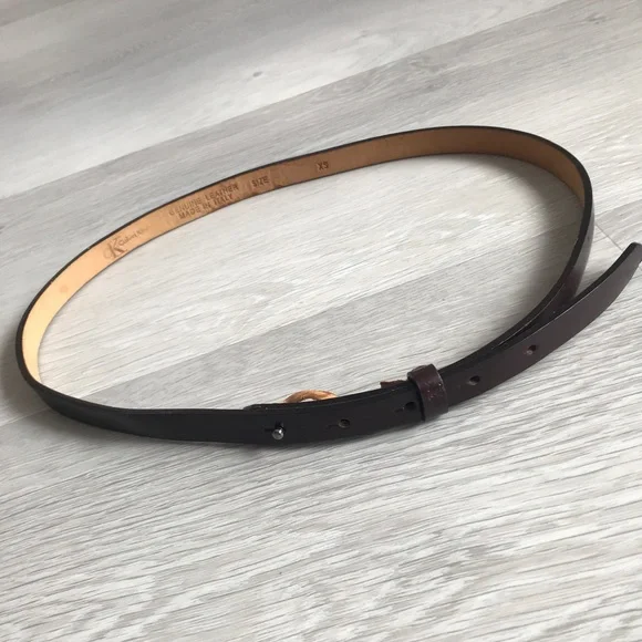 CK CALVIN KLEIN LEATHER SKINNY BROWN COATED BELT WOMENS XS