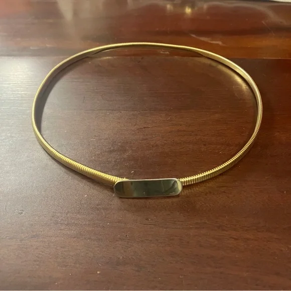 Vintage 1980s Gold-tone Metal Stretch Skinny Belt